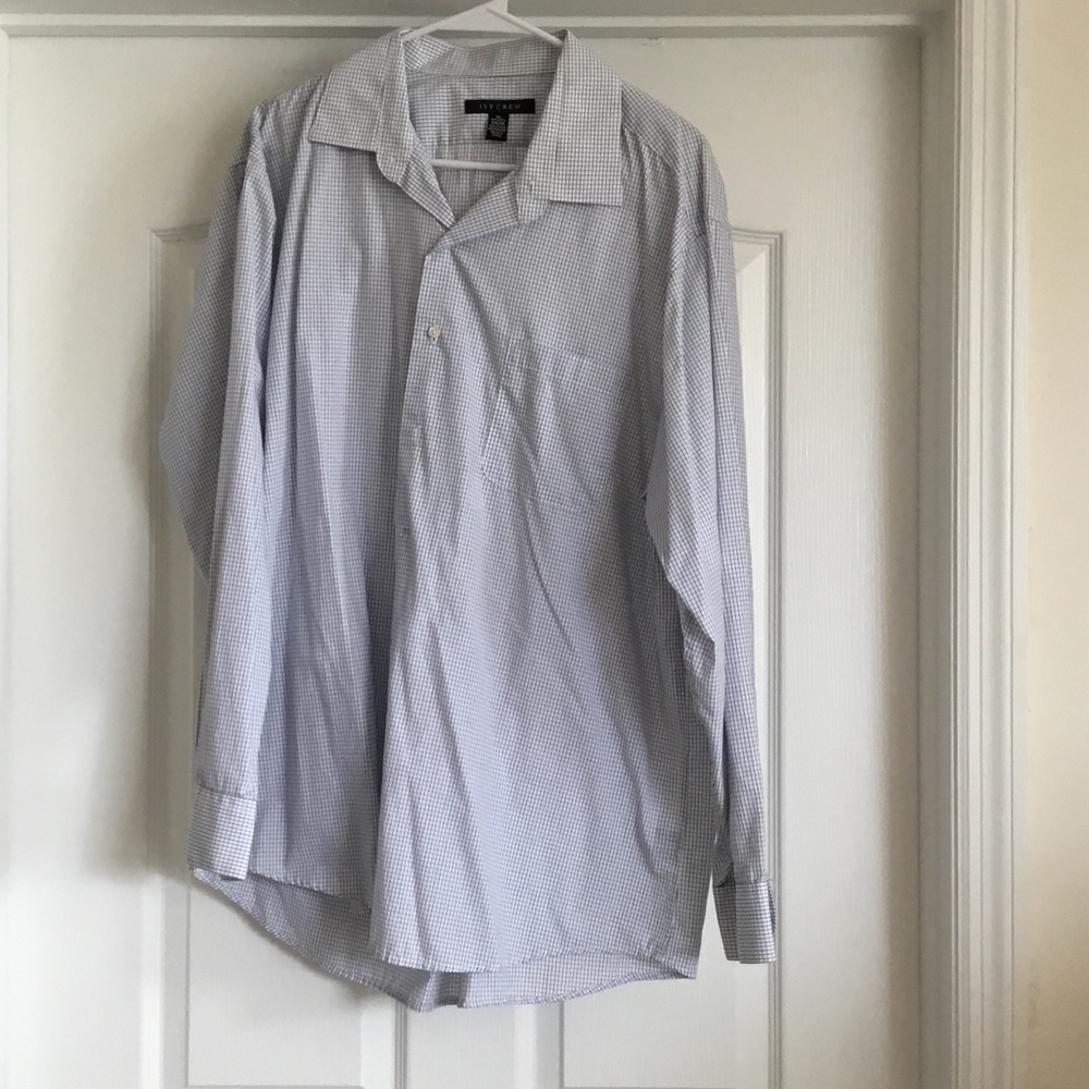 Men's Light Blue Checkered Dress Shirt Size XL